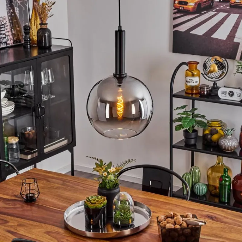 Suspension Verre Fumé-hofstein Suspension Pascal Noir, 1 lumière