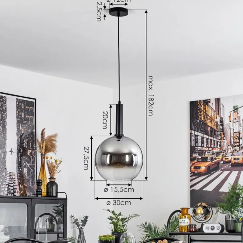 Suspension Verre Fumé-hofstein Suspension Pascal Noir, 1 lumière