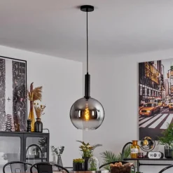 Suspension Verre Fumé-hofstein Suspension Pascal Noir, 1 lumière