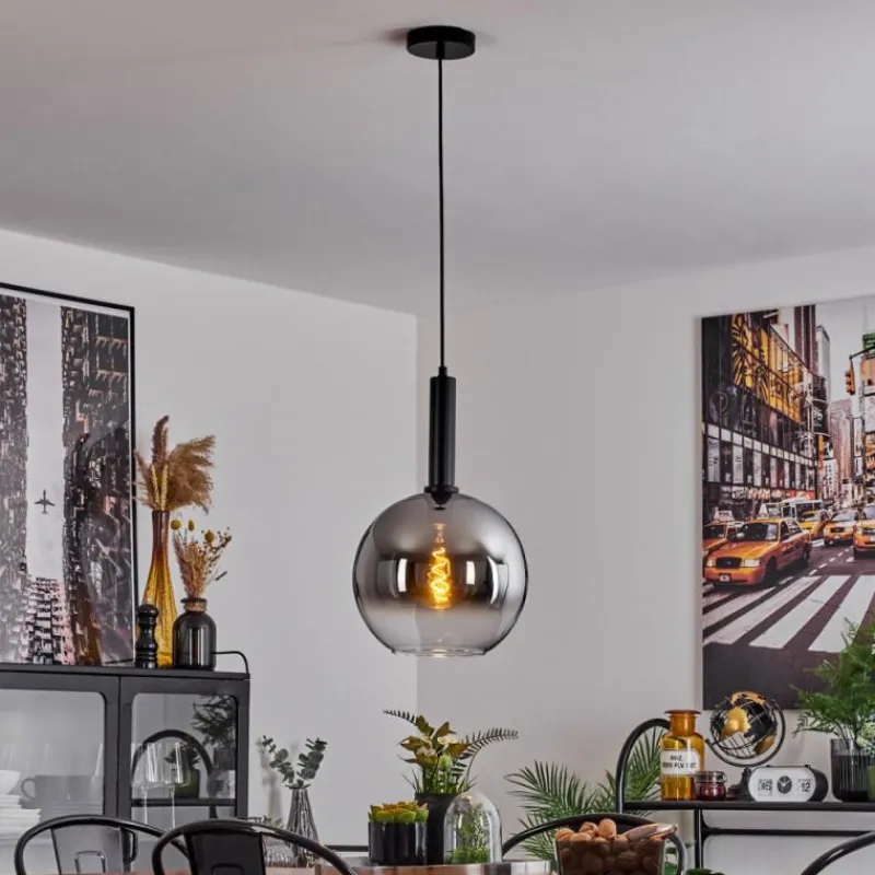 Suspension Verre Fumé-hofstein Suspension Pascal Noir, 1 lumière