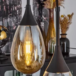 Luminaires Scandinaves-hofstein Suspension Pedreles Écru, Noir, 4 lumières