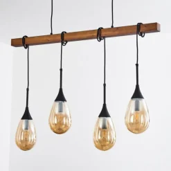 Luminaires Scandinaves-hofstein Suspension Pedreles Écru, Noir, 4 lumières