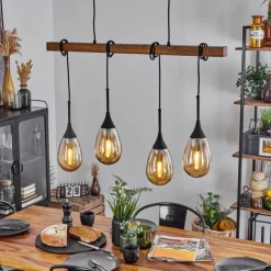 Luminaires Scandinaves-hofstein Suspension Pedreles Écru, Noir, 4 lumières