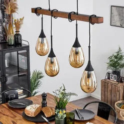 Luminaires Scandinaves-hofstein Suspension Pedreles Écru, Noir, 4 lumières