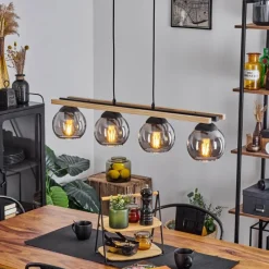 Luminaires Scandinaves-hofstein Suspension Podre Bois clair, Noir, 4 lumières