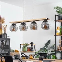 Luminaires Scandinaves-hofstein Suspension Podre Bois clair, Noir, 4 lumières