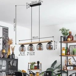 Luminaires Scandinaves-hofstein Suspension Podre Bois clair, Noir, 4 lumières