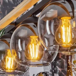 Luminaires Scandinaves-hofstein Suspension Podre Bois clair, Noir, 4 lumières