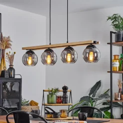 Luminaires Scandinaves-hofstein Suspension Podre Bois clair, Noir, 4 lumières