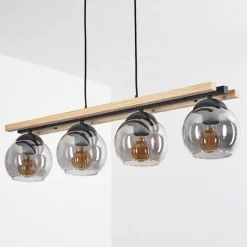 Luminaires Scandinaves-hofstein Suspension Podre Bois clair, Noir, 4 lumières