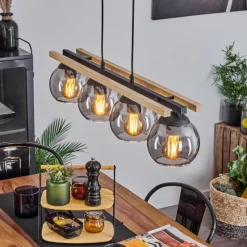 Luminaires Scandinaves-hofstein Suspension Podre Bois clair, Noir, 4 lumières