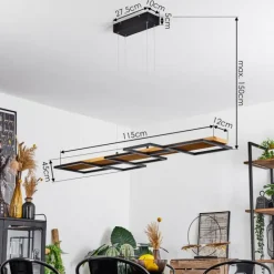 Luminaires Scandinaves-hofstein Suspension Pompu LED Bois clair, Noir, 1 lumière