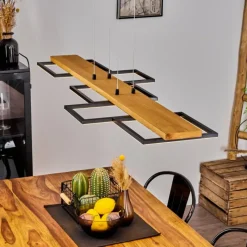 Luminaires Scandinaves-hofstein Suspension Pompu LED Bois clair, Noir, 1 lumière