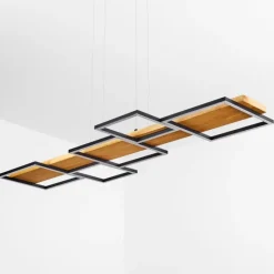 Luminaires Scandinaves-hofstein Suspension Pompu LED Bois clair, Noir, 1 lumière