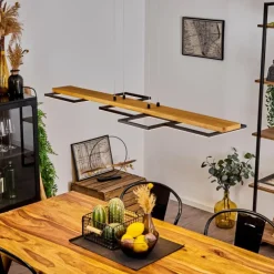 Luminaires Scandinaves-hofstein Suspension Pompu LED Bois clair, Noir, 1 lumière