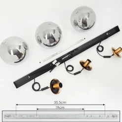 Suspension Verre Fumé-hofstein Suspension Recoutas Noir, 3 lumières