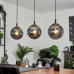 Suspension Verre Fumé-hofstein Suspension Recoutas Noir, 3 lumières