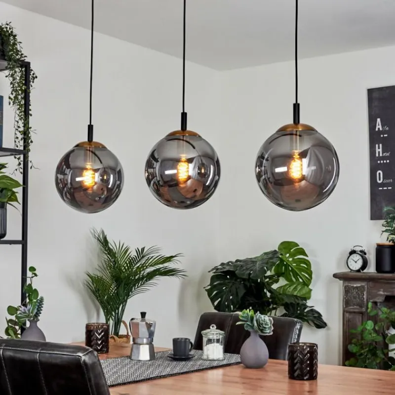 Suspension Verre Fumé-hofstein Suspension Recoutas Noir, 3 lumières