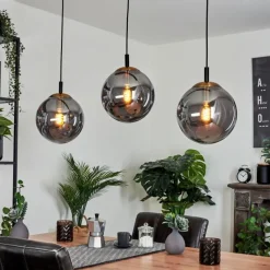 Suspension Verre Fumé-hofstein Suspension Recoutas Noir, 3 lumières