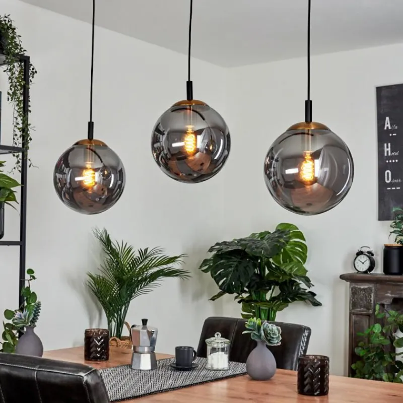 Suspension Verre Fumé-hofstein Suspension Recoutas Noir, 3 lumières