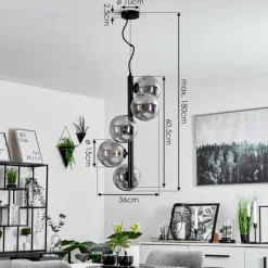 Suspension Verre Fumé-hofstein Suspension Remaisnil Noir, 5 lumières