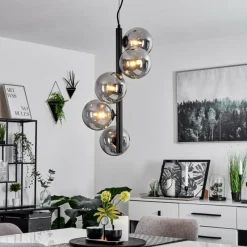 Suspension Verre Fumé-hofstein Suspension Remaisnil Noir, 5 lumières