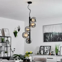 Suspension Verre Fumé-hofstein Suspension Remaisnil Noir, 5 lumières