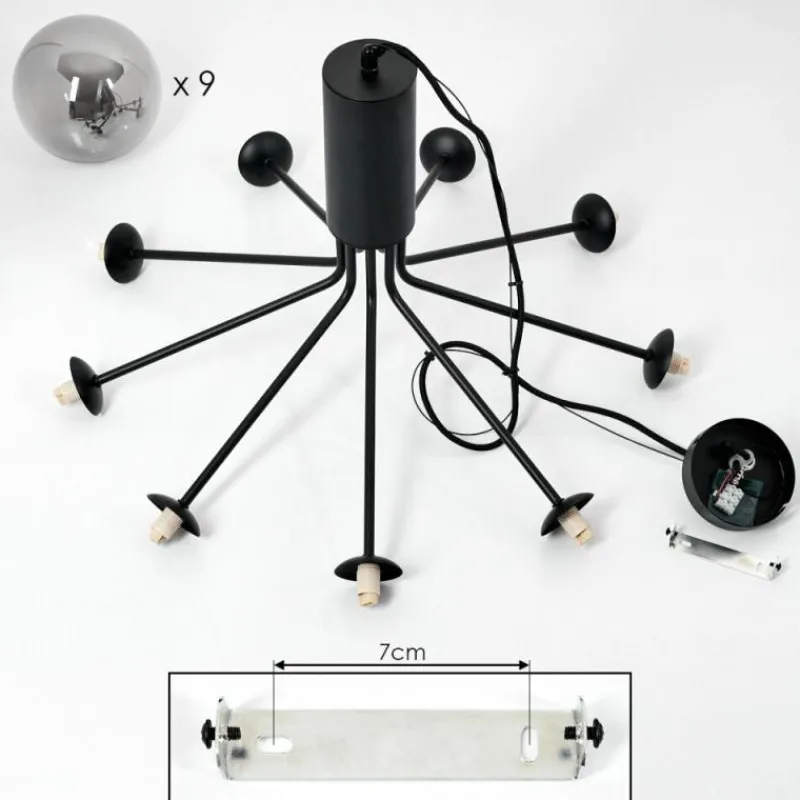 Suspension Verre Fumé-hofstein Suspension Remaisnil Noir, 9 lumières