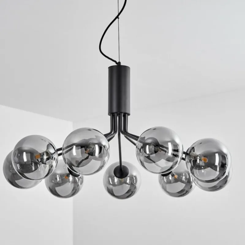 Suspension Verre Fumé-hofstein Suspension Remaisnil Noir, 9 lumières