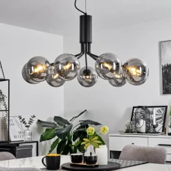 Suspension Verre Fumé-hofstein Suspension Remaisnil Noir, 9 lumières