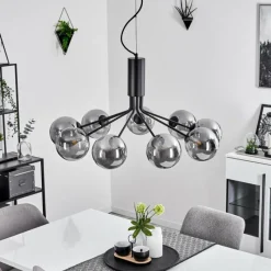 Suspension Verre Fumé-hofstein Suspension Remaisnil Noir, 9 lumières