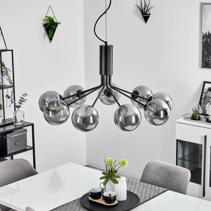 Suspension Verre Fumé-hofstein Suspension Remaisnil Noir, 9 lumières