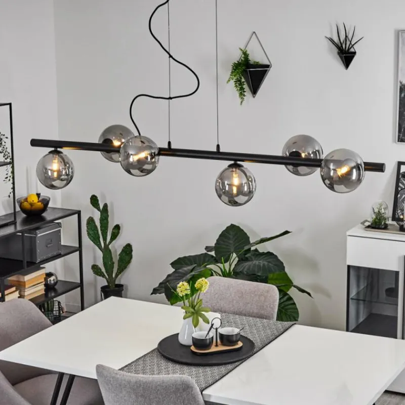 Suspension Verre Fumé-hofstein Suspension Remaisnil Noir, 6 lumières