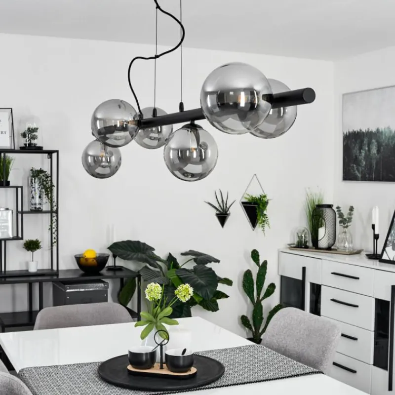 Suspension Verre Fumé-hofstein Suspension Remaisnil Noir, 6 lumières