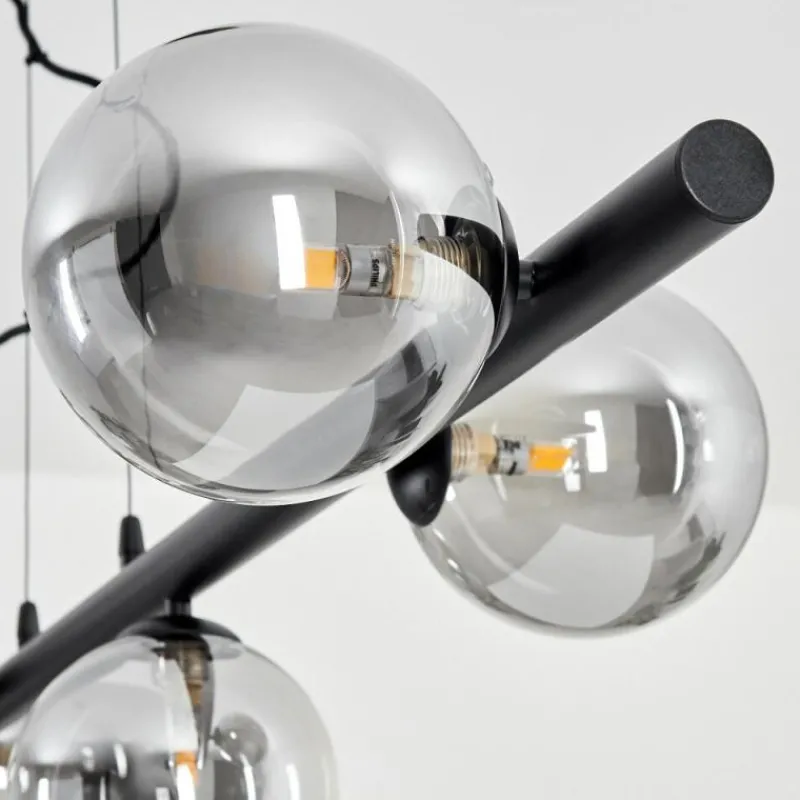 Suspension Verre Fumé-hofstein Suspension Remaisnil Noir, 6 lumières