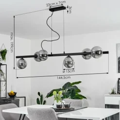 Suspension Verre Fumé-hofstein Suspension Remaisnil Noir, 6 lumières