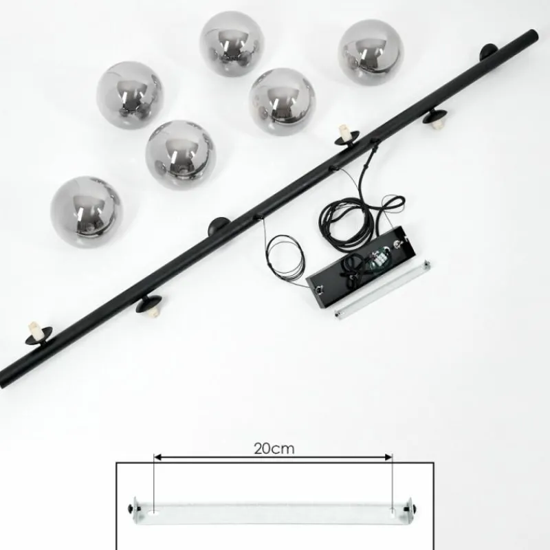 Suspension Verre Fumé-hofstein Suspension Remaisnil Noir, 6 lumières