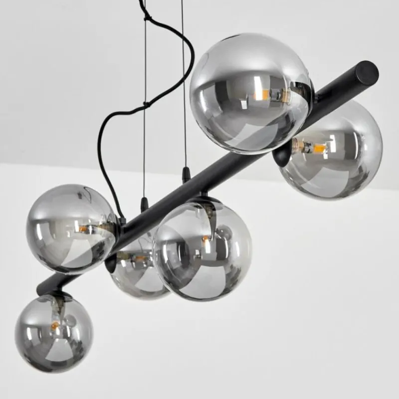 Suspension Verre Fumé-hofstein Suspension Remaisnil Noir, 6 lumières