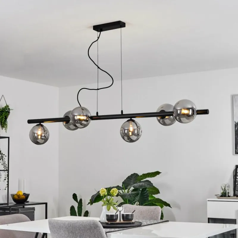 Suspension Verre Fumé-hofstein Suspension Remaisnil Noir, 6 lumières