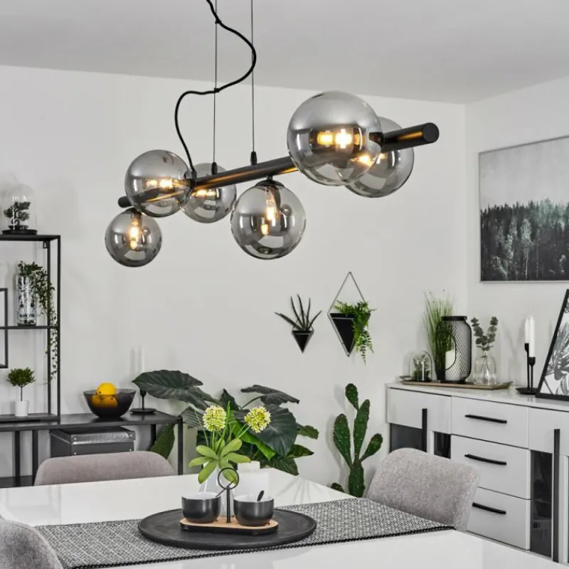 Suspension Verre Fumé-hofstein Suspension Remaisnil Noir, 6 lumières