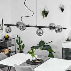 Suspension Verre Fumé-hofstein Suspension Remaisnil Noir, 6 lumières