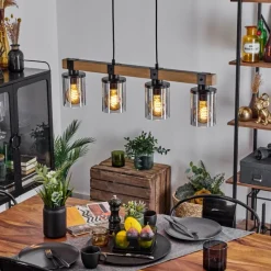 Luminaires Scandinaves-hofstein Suspension Roxa Bois clair, Noir, 4 lumières