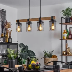 Luminaires Scandinaves-hofstein Suspension Roxa Bois clair, Noir, 4 lumières