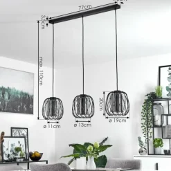 Suspension Verre Fumé-hofstein Suspension Saitoco Noir, 3 lumières