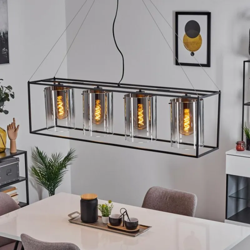 hofstein Suspension Sarniguet Noir, 4 lumières