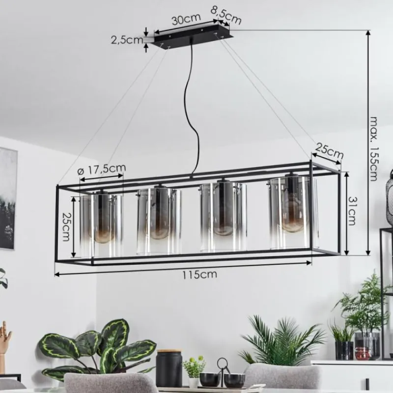 hofstein Suspension Sarniguet Noir, 4 lumières