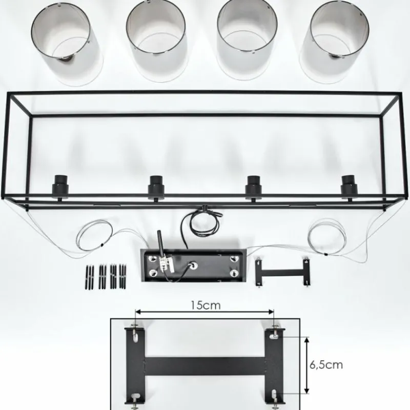 hofstein Suspension Sarniguet Noir, 4 lumières