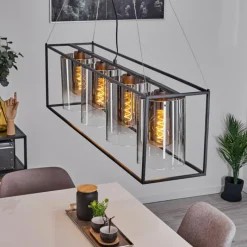 hofstein Suspension Sarniguet Noir, 4 lumières