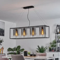 hofstein Suspension Sarniguet Noir, 4 lumières