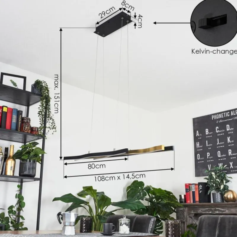 Lampes Dorées-hofstein Suspension Serlande Or, Noir, 1 lumière